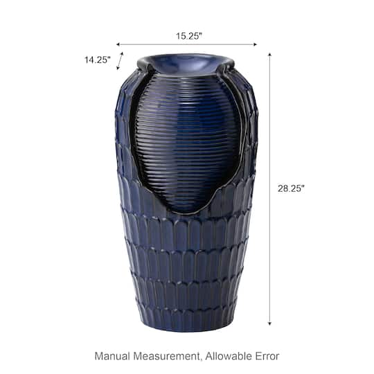 Glitzhome® 28.25" LED Petals Textured Ceramic Jar Outdoor Floor Fountain